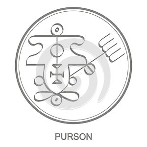 Vector icon with symbol of demon Purson photo