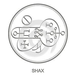 Vector icon with symbol of demon Shax photo