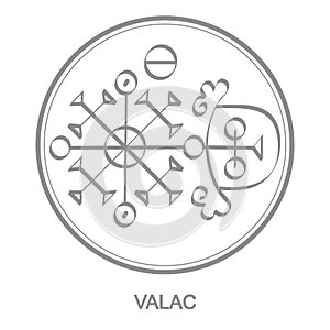 Vector icon with symbol of demon Valac