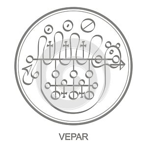 Vector icon with symbol of demon Vepar photo