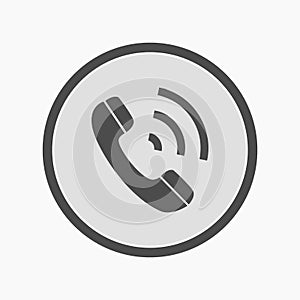 Vector icon of telephone handset over black circle