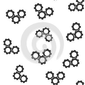 Vector icon three gears wheel. Illustration gears in motion seamless pattern on a white background