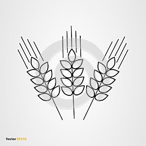Vector icon of three wheat ears