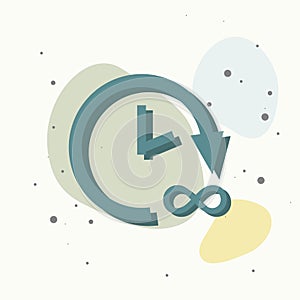 Vector icon time, hours and infinity on multicolored background