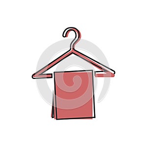 Vector icon towel hanging cartoon style on white isolated background