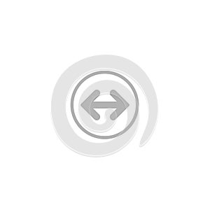 Vector icon. Two grey rounded opposite horizontal arrows in circle isolated on white