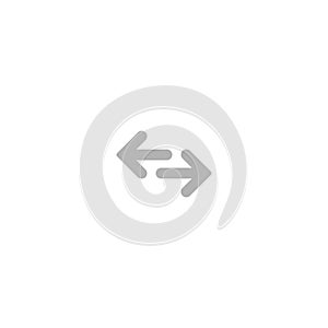 Vector icon. Two grey rounded opposite horizontal arrows isolated on white. Flat icon. Exchange icon