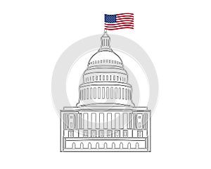 Vector icon of united states capitol hill building washington dc american congress white symbol design on white background