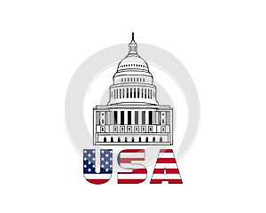 Vector icon of united states capitol hill building washington dc american congress white symbol design on white background