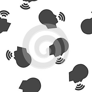 Vector icon voice command, man talking. Sound voice seamless pattern on a white background