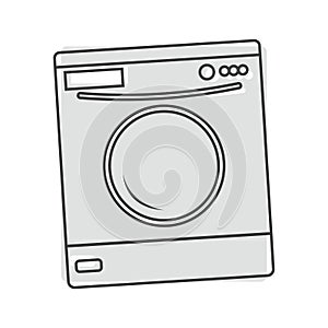 Vector icon  washing machine on gray background. Flat image home appliance cartoon style on white isolated background