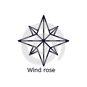 Vector icon of wind rose on a white background.