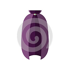 Vector icon of wizard cloak in flat style. Magic cloak of mage, wizard and witch for halloween design. Vector flat