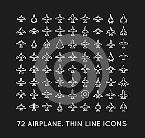 Vector icons of airplanes