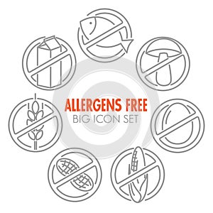 Vector icons for allergens free products