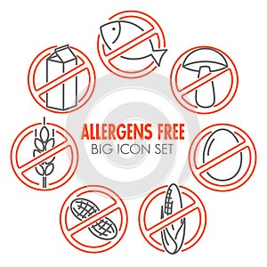 Vector icons for allergens free products photo