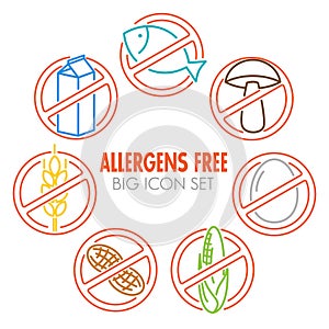 Vector icons for allergens free products photo