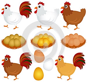 Vector Icons : Chicken, Hen, Rooster