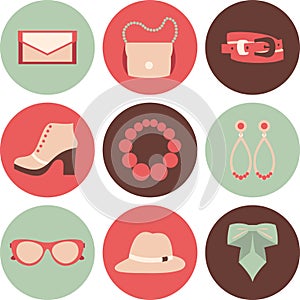 Vector icons design concept of fashion accessories