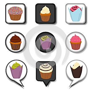 Vector icons illustration logo from set symbols for sweet cupcake