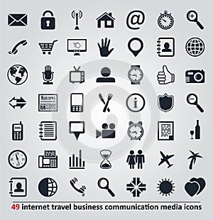 vector icons for internet, travel, communication a