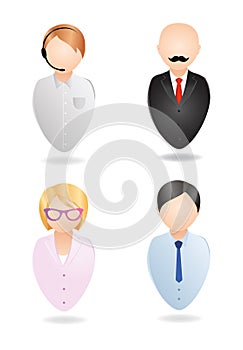 Vector business icons set. Operator, manager, secretary, boss.