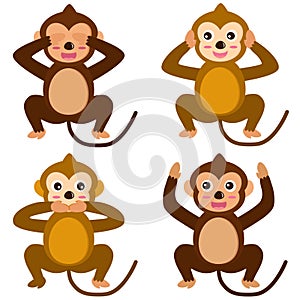 Vector Icons : Monkey - See Hear Speak No Evil