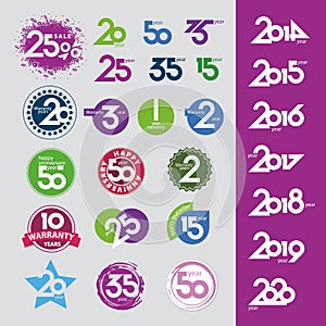 Vector icons with numbers dates anniversaries