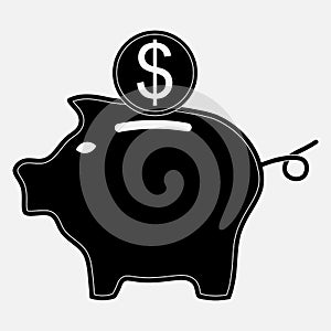 Vector icons piggy bank, saving money