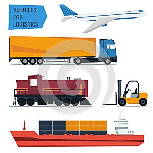 Vector icons set freight transportation logistics