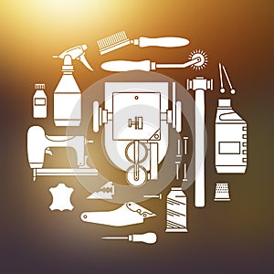 Vector icons set of furrier tools