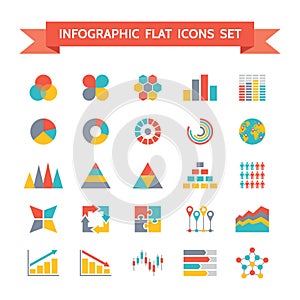 Vector Icons Set of Infographic in Flat Design Sty