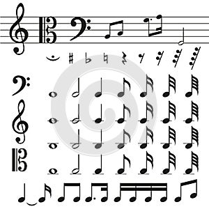 Icons set music note photo