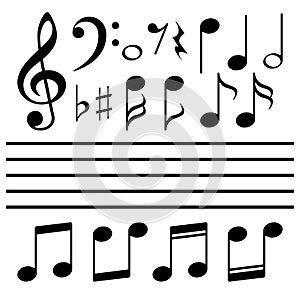 Vector icons set music note