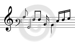 Vector icons set music note. Vector illustration