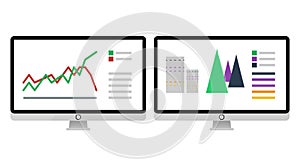 Vector icons and signs for the management and marketing concept of infographic of big data analysis and financial business