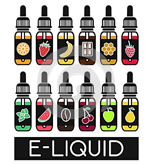 Vector Icons of tastes of electronic cigarette