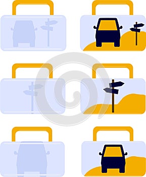 Vector icons of travel case