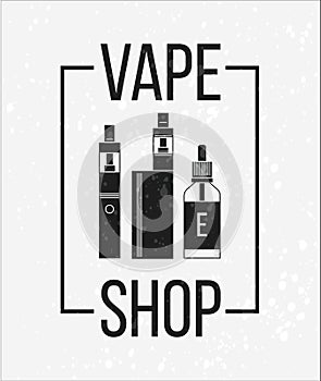 Vector icons of vape and accessories. Vector illustration