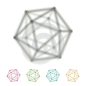 Vector icosahedron transparent wireframe