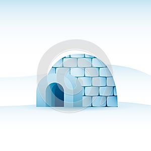 Vector icy cold house made from ice blocks illustration