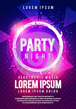 Vector IIlustration Dance Club Night Summer Party Poster Flyer Layout Template. Colorful Music Disco Banner Design.
