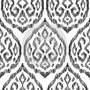 Vector Ikat seamless pattern in damask style.
