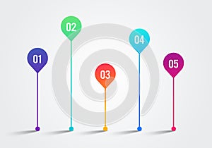 Vector Illlustration Timeline 3d Infographic 1 to 5 Design Template. Charts, Diagrams and other Vector Elements for Data and