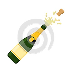 Vector illstration of champagne eplosion icon. Flat design. Isolated. photo