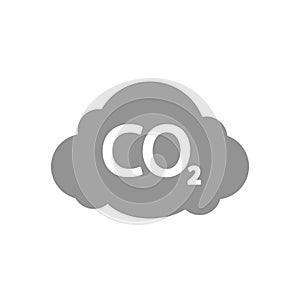 Vector illstration of co2 cloud icon. Flat design. Isolated.