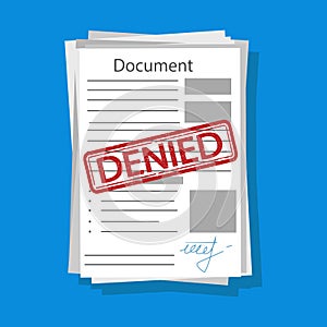 Vector illstration of denied document. Flat design. Isolated.