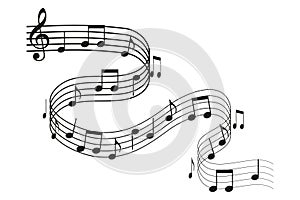 Vector illstration of music notes on white background. Isolated.