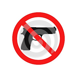 Vector illstration of no gun icon. Flat design. Isolated.