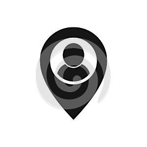 Vector illstration of person location icon. Flat design. Isolated.